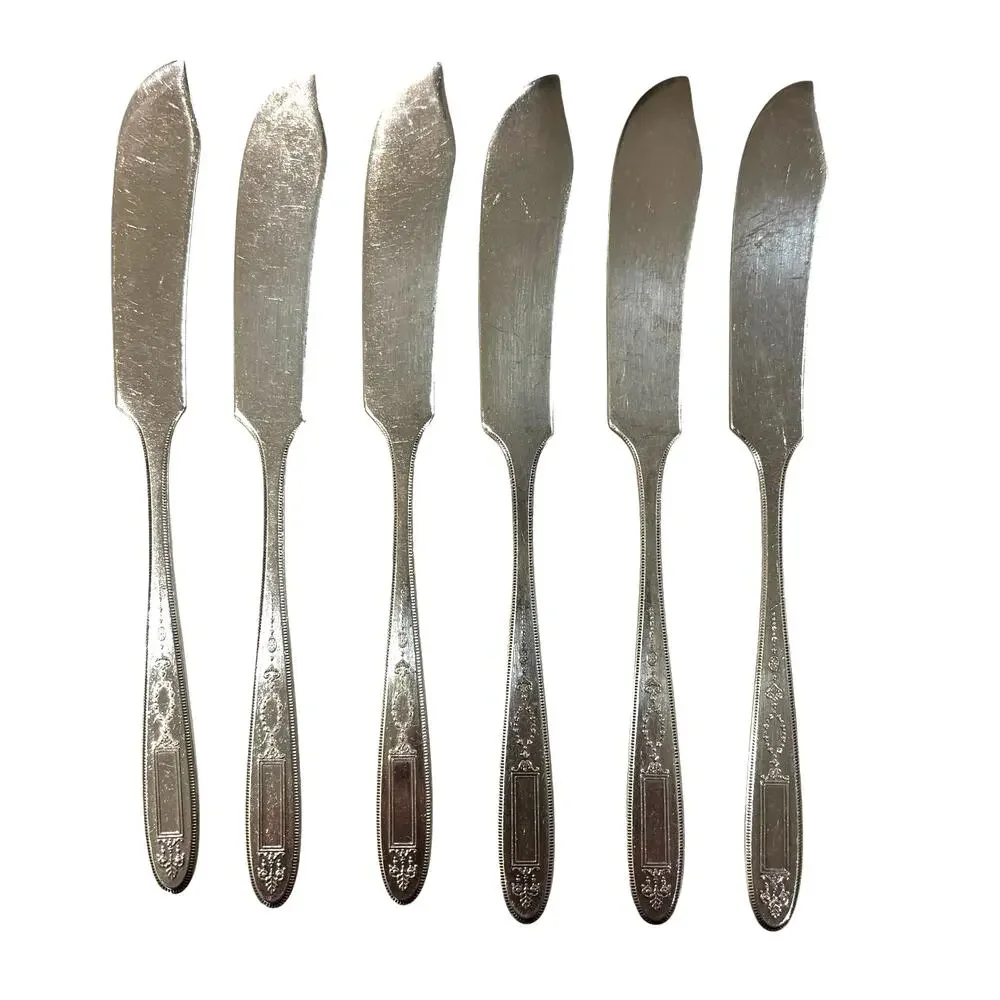 Vintage Silverplated butter spreaders (6) Oneida Grosvenor circa 1921 pattern